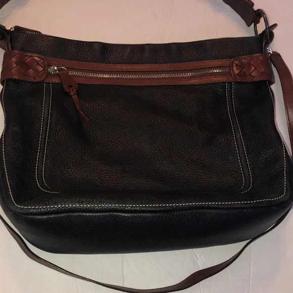 Brighton D549273 Black/Brown Genuine Leather Woven Strap Shoulder/Crossbody Bag - Picture 3 of 10